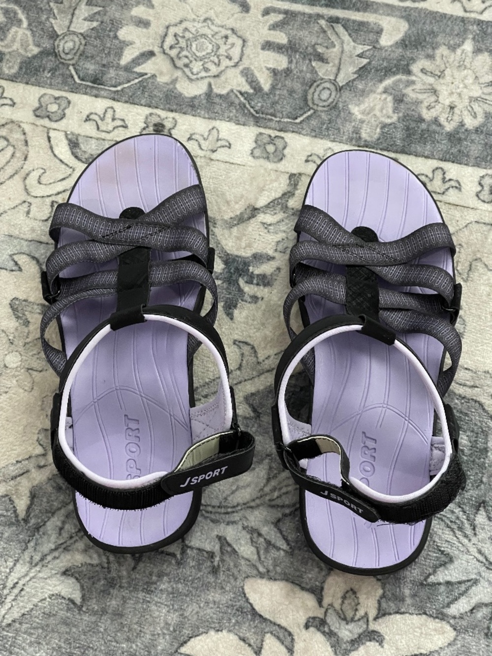 J Sport Kaia Women's Black Purple Ankle Strap Strappy Water Sandals Size 9